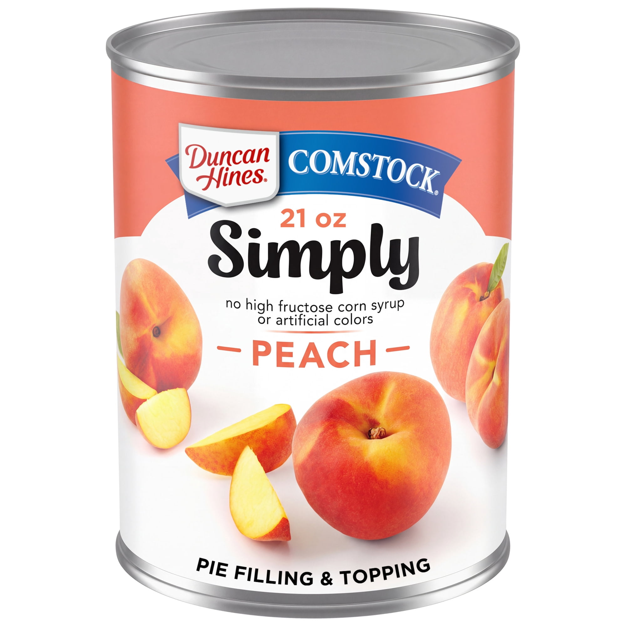 (8 pack) Duncan Hines Comstock Simply Peach Pie Filling and Topping, Ready to Use, 21 oz.