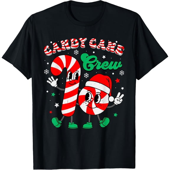 Christmas Cute Candy Cane Crew Xmas Holiday Toddler Kid Girl T-Shirt- American fashion hot selling casual retro high quality 100% cotton T-shirt 1 piece