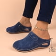 thumbnail image 4 of CYMMPU Women's Strap Decor Closed Toe Wedge Mules, Round Toe Slip On Breathable Backless Clogs, Outdoor Casual Footwear Blue 41, 4 of 9