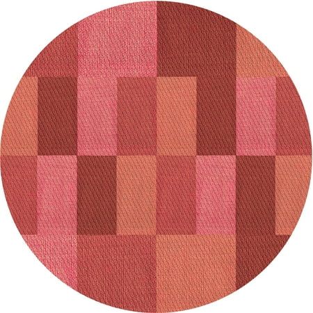 

Ahgly Company Indoor Round Patterned Bright Orange Area Rugs 8 Round