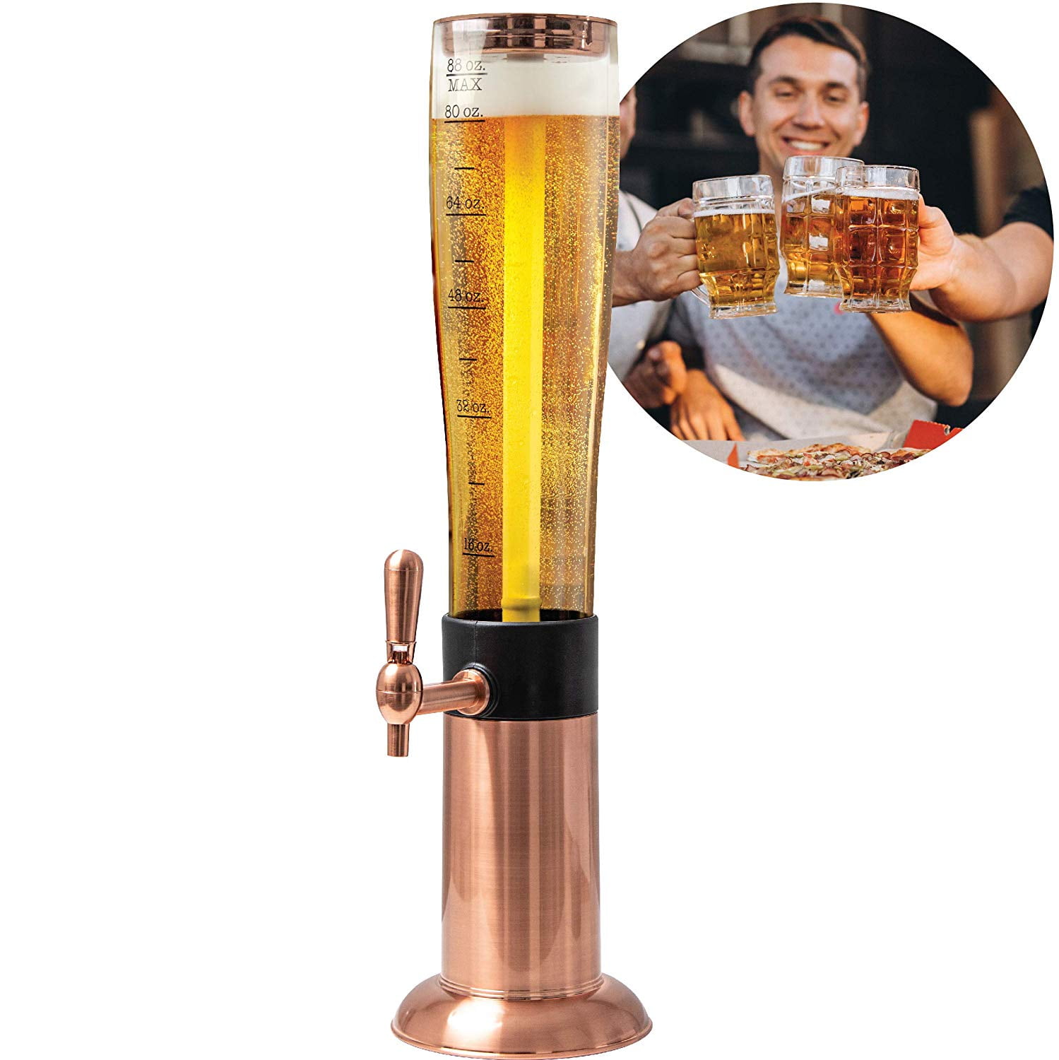 Refinery Beer Tower Drink Dispenser with ProPour Tap and Freeze Tube