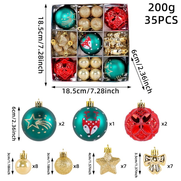 mfyjkho Adornos Navideños De Plástico Con Forma De Bola De Rayas Para Árbol Y Decoración De Fiestas, Juego De 35 Piezas