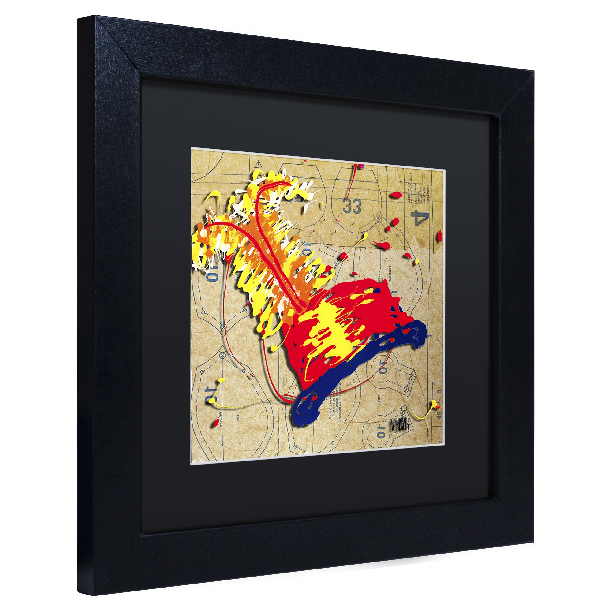 Trademark Fine Art "Red Hat Orange Feathers" Canvas Art by Roderick Stevens, Black Matte, Black Frame