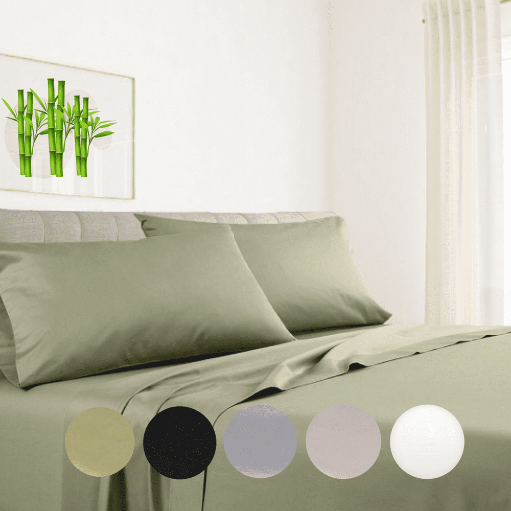 ELIZABETH SAMUEL Sage Queen Size Bed Sheet Set 100 Bamboo 15” Deep