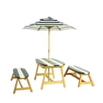 thumbnail image 5 of Table de Pique-Nique pour Enfants avec Parasol - Ensemble de Jeu Intérieur/extérieur, Pare-Soleil avec Protection UV, Rayures Bleues et Blanches, 5 of 5
