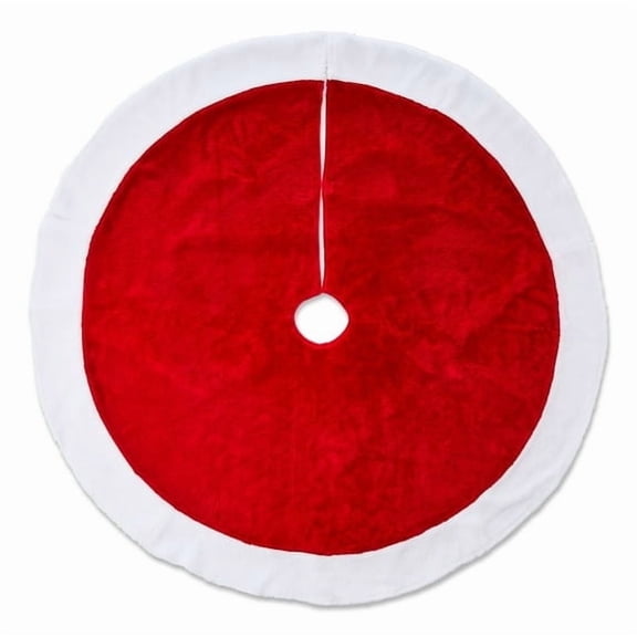 Plush Christmas Tree Skirt Red & White Festive Holiday Tree Skirt, Soft and Cozy Decoration for Christmas Tree