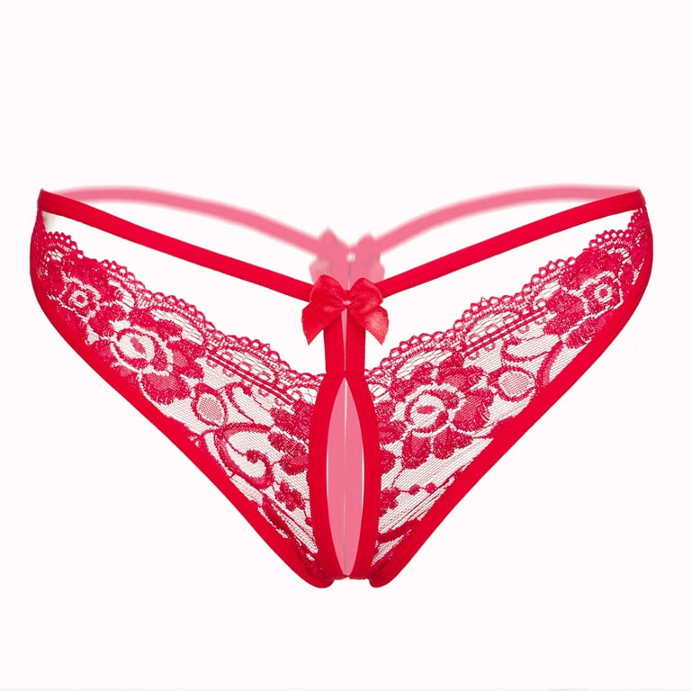QTBIUQ WomenLingerie Thongs Panties Ladies Hollow Out Underwear(Watermelon  Red,One Size)