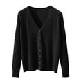 thumbnail image 4 of GEWSEY Women's Round Neck Cardigan Sweaters Button Front Long Sleeve Soft Warm Knit Open Front Sweater (Black, L), 4 of 4