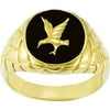 Men's 18kt Gold-Plated Genuine Black Onyx Eagle Ring