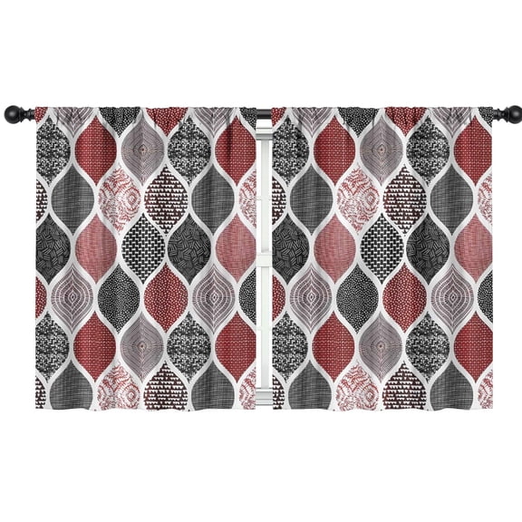Blackout Kids Curtains,Red and Black Ethnic Geometric Pattern Childrens Insulated Curtains Set Of 2,Bedroom Essentials,Toddler Room Decor 42x54in(106x137cm)