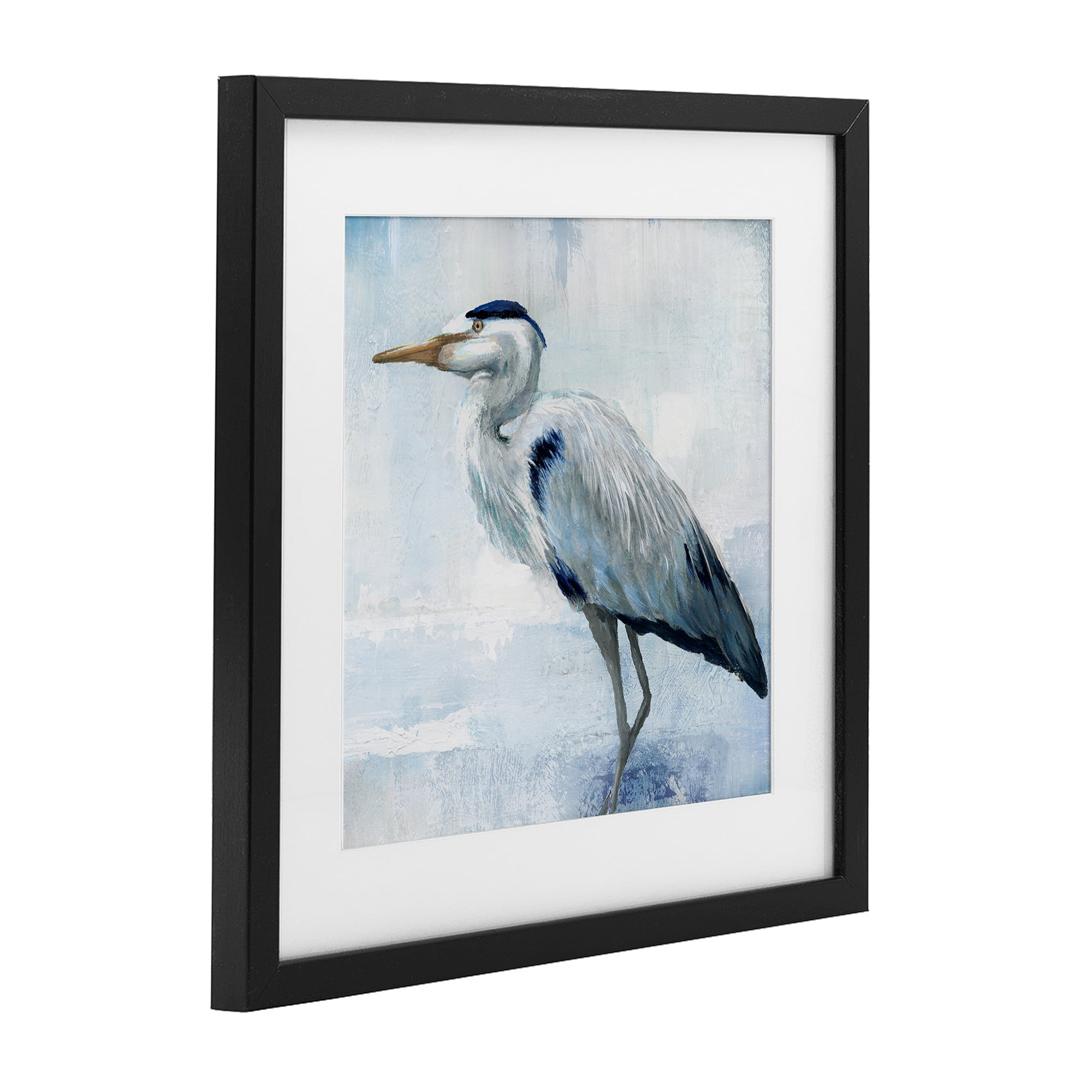 Stupell Industries Faded Blue Heron Black Framed Print Under Glass, design by Nan