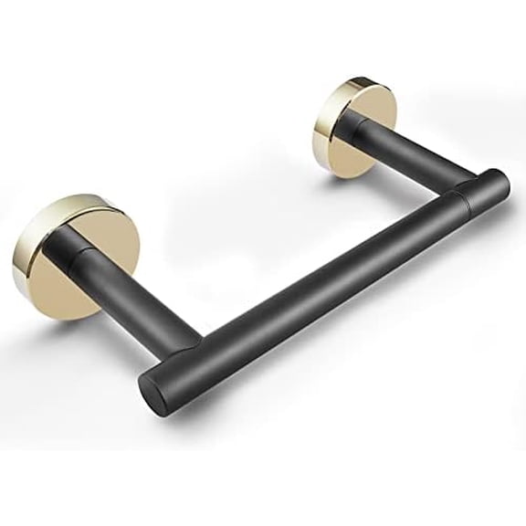 Toilet Paper Holder Matte Black and Gold, Metal Bathroom Rotating Paper Roll on Wall Mounted with Lock, SUS 304 Stainless Steel Mix Color Toilet TP Large Mega Roll Holder Classic