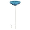 Achla Designs 12 In Hand Blown Crackle Glass Birdbath with Stake, Turquoise