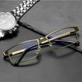 thumbnail image 3 of Mens Business Progressive Gold Reading Glasses, Metal Rectangular Multi-focal Presbyopia Glasses Classic Spring Hinges Readers +1.00, 3 of 4