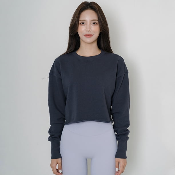 Ropa de yoga y fitness de otoño e invierno, suéter corto deportivo informal para mujer, absorción de humedad y sudor para mujer