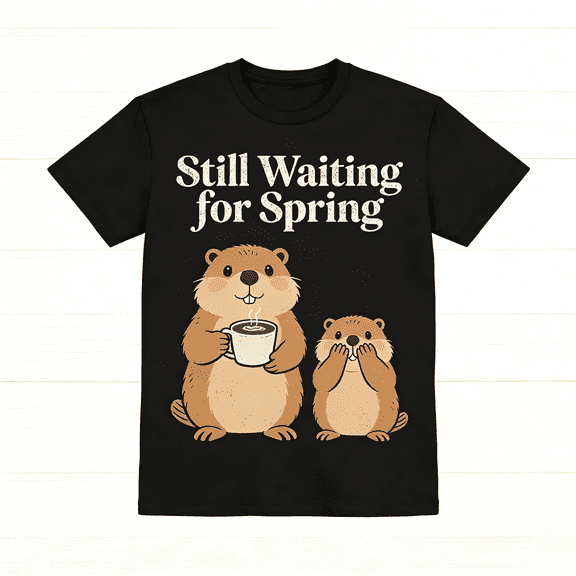 Men's Cute Groundhog Winter Waiting for Spring Graphic T-Shirt
