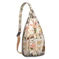 thumbnail image 1 of Floral Cat Shoulder Bag - Hand-drawn Cat Graphic Sling Backpack (Lightweight & Breathable, Organized Storage), 1 of 4
