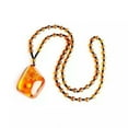 thumbnail image 6 of EOEMY Chinese Beeswax Sweater Necklace Water Plant Leaves Amber Pendant Jewelry Chain-A, 6 of 8