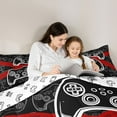 thumbnail image 5 of Homewish Modern Game Player Twin Bedding Sets 7-Piece for Kids, Black Red Game Console Bedding Comforter Set, Cartoon Gamepad Reversible Sheet Sets, Ultra Soft Bedroom Decor, 5 of 8