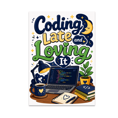 Coding Late and Loving It Wall Art - Coding Enthusiast - 13x19 Poster Print