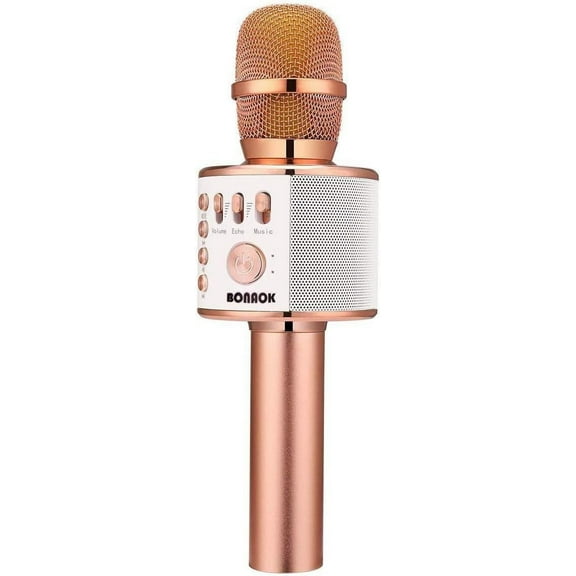 Kocbelle Wireless Bluetooth Karaoke Microphone,3-in-1 Portable Handheld Karaoke Mic Speaker Machine Home Party Birthday for All Smartphones PC(Q37 Rose Gold)