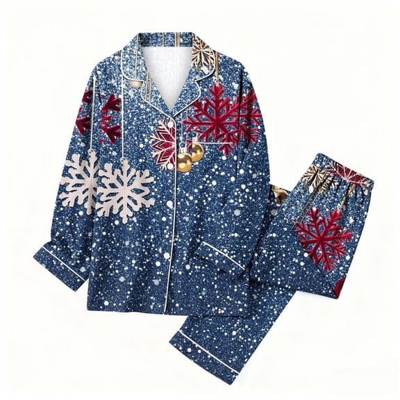 asdoklhq Winter Pajamas for Women Christmas women's long sleeved hooded pajama set Multicolor M