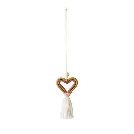 

Ruidigrace Hand Woven Car Pendant For Valentine S Day Diy Tassel Heart Shaped Love European And American Knitting Heart Car Pendant