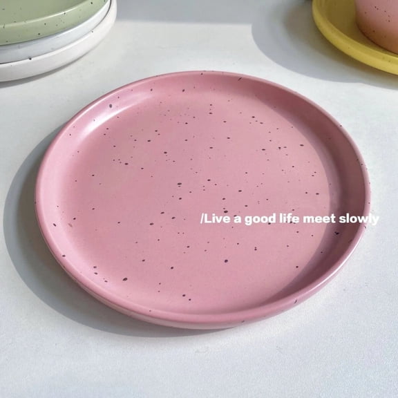 CHUNTIAN South Korea Simple 4-color Ink Splash Ceramic Western Steak Plate Retro Niche Restaurant Cake Dessert Plate Home Use