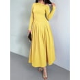 thumbnail image 4 of Women'S Fall Long Sleeve Wedding Guest Dresses One Shoulder Elegant Formal Pleated Midi Maxi Dress Yellow L, 4 of 7