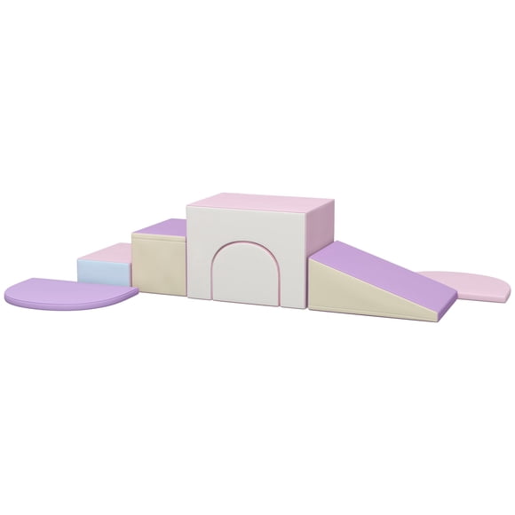 Soft Play Climbing Set - Pink & Purple Foam Blocks for Imaginative Play - 67" x 51" - Ideal for Home Daycare & Playroom Use
