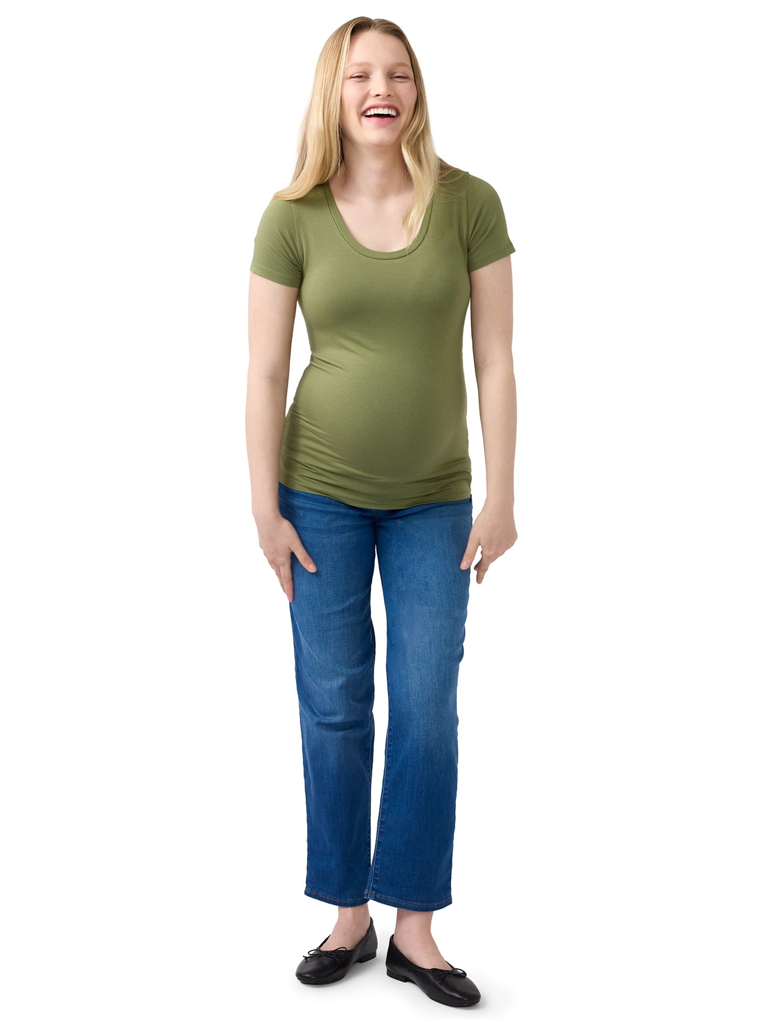 Ingrid & Isabel For Every Belly Women’s Maternity Fitted Scoop Tee, Sizes S-XXL