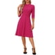 thumbnail image 2 of Vestido Vintage para Mujer INSPIRE CHIC de 3/4 de Manga con Cuello Alto, Vestido A-Line de Oficina 2XL Rosa Fucsia, 2 of 6