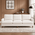 thumbnail image 3 of Doyolan 89.8" 3-Seater Sofa Couch for Living Room, Large Upholstered Sofa with 3 Wide Seats, Soft Cushions and Solid Wood Legs - White, 3 of 5