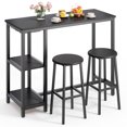 thumbnail image 6 of Aiho 3-Piece Bar Table Set with 3 Storage Shelves for Dining Room, Black, 6 of 9