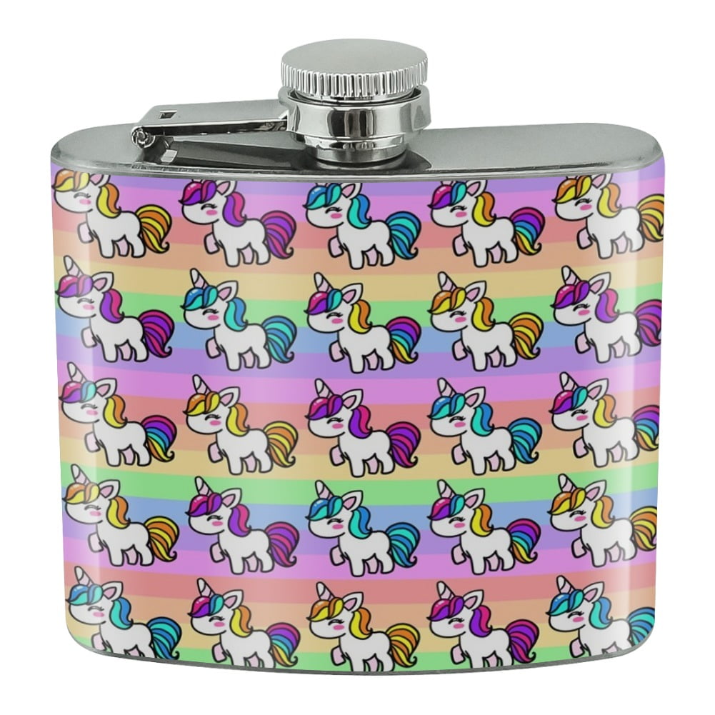 Cute Kawaii Unicorns Pattern Stainless Steel 5oz Hip Drink Kidney Flask