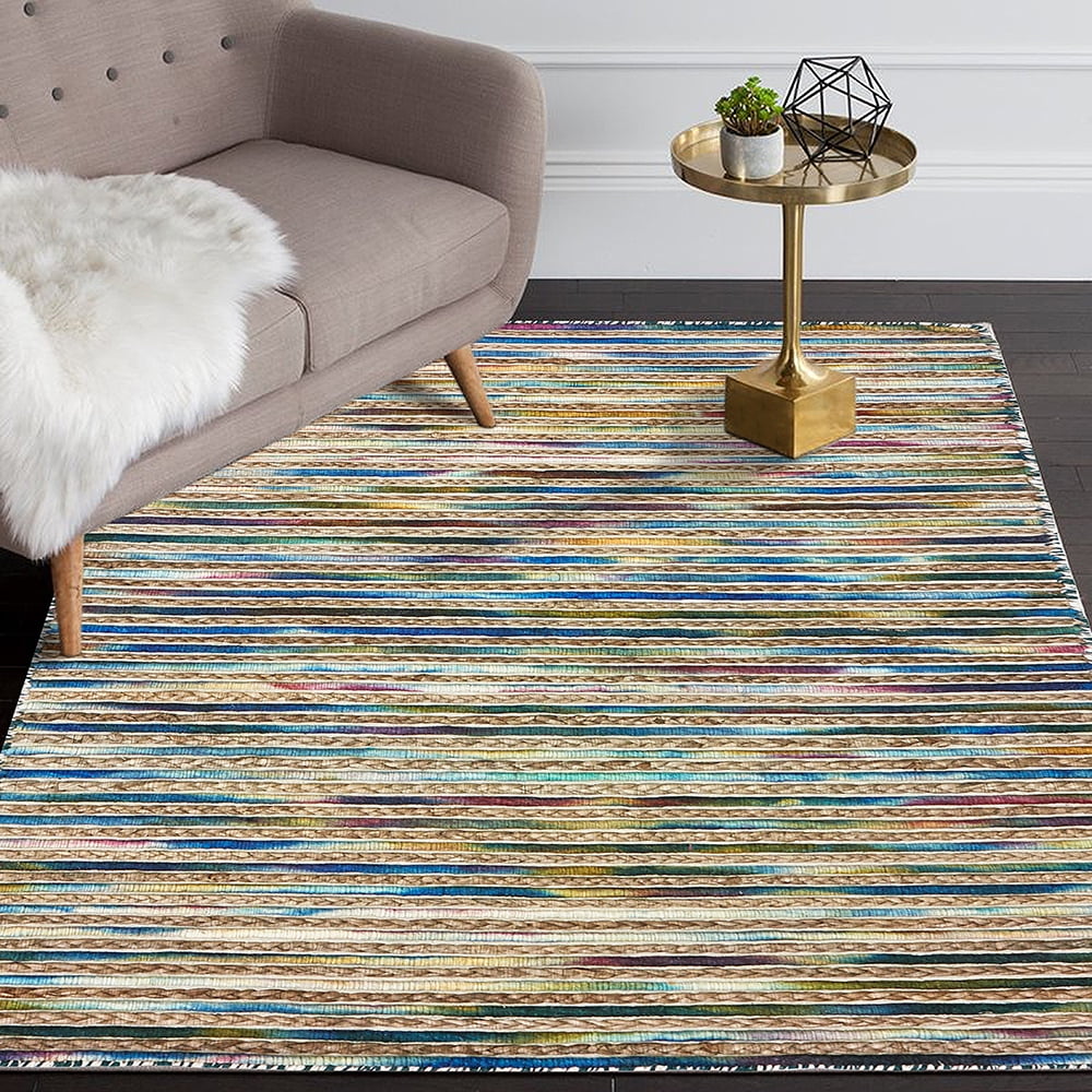 LR Home Striped 9 Ft. x 12 Ft. Multicolor Braided Area Rug Walmart