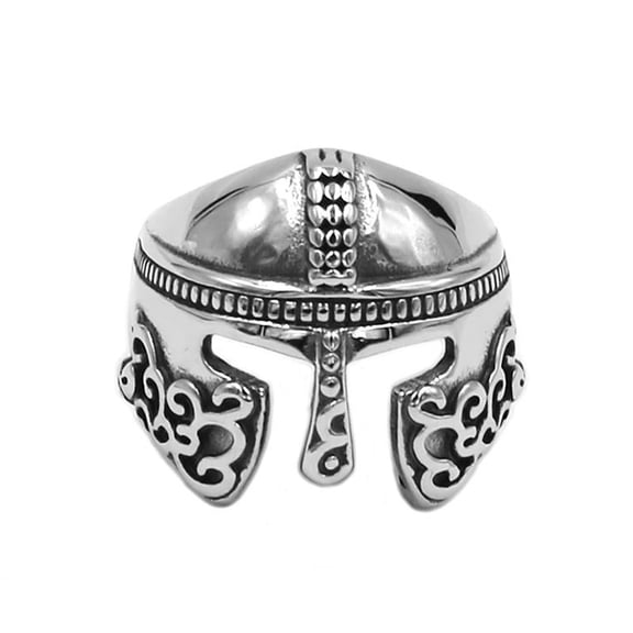 Men's Viking Helmet Ring 316L Stainless Steel Scandinavian Warrior Berserker Band Fantasy Forge Jewelry