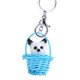 thumbnail image 1 of Accesorio de bolso y anillo de metal, adorable llavero con dije de gato de peluche azul, 1 of 3