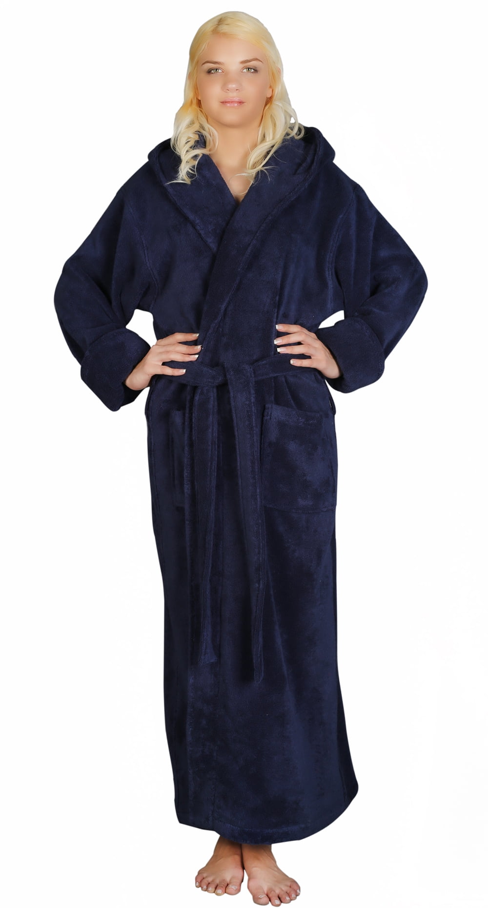 Calf Length or Ankel Length for Home Arus Bathrobe Astra for Womens Mens Hooded 100% Cotton Terry Towelling spa and Hotel Gym 