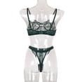 thumbnail image 3 of Encaje encantador conjunto de ropa interior sujetador ropa interior regalo para mujer, verde oscuro, M 2 piezas Inevent XX000054-27, 3 of 7