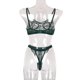 thumbnail image 3 of Encaje sexy conjunto de ropa interior sujetador ropa interior regalo para mujer, verde oscuro, M 2 piezas Sweethay XX000054-27, 3 of 7