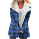 thumbnail image 2 of Pntutb Mujer Invierno Cálido Cuadros Estampado Compuesto Felpa Botón Solapa Chaqueta Abrigo Liquidación Pntutb Pntutb-458, 2 of 6