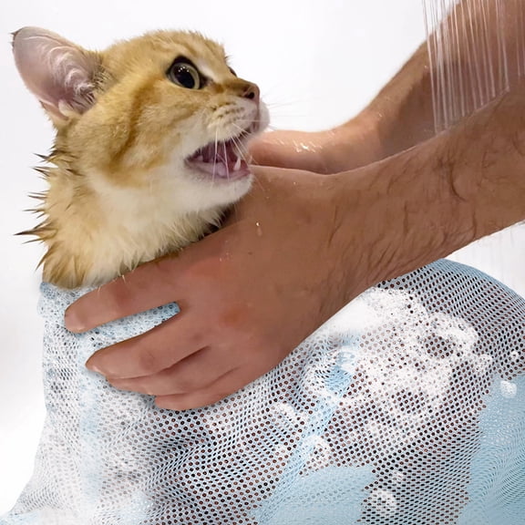 Luxshiny Breathable Polyester Mesh Cat Bathing Bag for Grooming, Nail Trimming, Bathing, and Cleaning