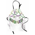thumbnail image 1 of Mardi Gras Apron Festive Design with Fleur De Lis Icons Hanging From Colorful Beads, Unisex Kitchen Bib Apron with Adjustable Neck for Cooking Baking Gardening, Purple Green Yellow, by Ambesonne, 1 of 3