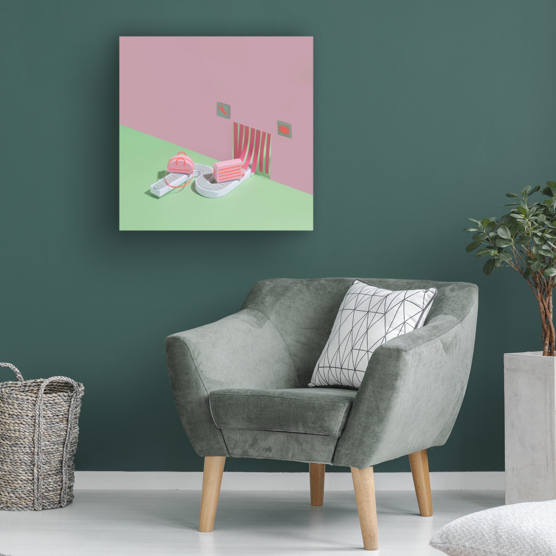 Canvas Wall Art - Julia Ramiro 'Paper Luggage' Wall Art for Living Room, Bedroom, or Office Décor by Trademark Fine Art - 14 x 14 Inches