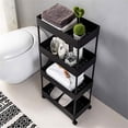 thumbnail image 4 of Pemberly Row 4-Tier Plastic Storage Rolling Cart with Slim Shelves in Black, 4 of 20