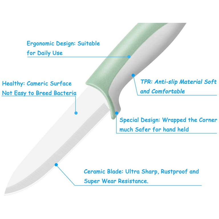 Ceramic Peeling Knife, Pocket Knife, Folding Knife, Super Sharp Blade Only  2.3 Inches, Fruit Peeling Chopper, Easy To Carry (pink And Blue)