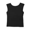 thumbnail image 5 of Women's Padded Tank Top with Built-in Bra and Wide Straps Featuring Round Neck Cropped Design Black L, 5 of 8