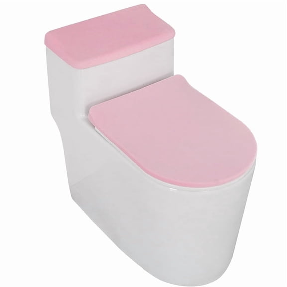 ERDOUY 2-Piece Stretch Fluffy Toilet Seat Cover Set, Universal One-Size Toilet Tank & Lid Covers, Soft Plush Bathroom Toilet Seat Accessories, Pink
