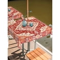 thumbnail image 2 of Square Outdoor Tablecloth with Umbrella Hole Burnt Orange Boho Outside Table Cloth Waterproof Patio Table Cover Ethnic Geometric Southwest Zipper Tablecloths for Picnic Party Camping 60x60 Inch, 2 of 8